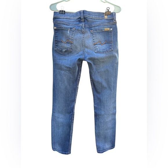 7 For All Mankind Josefina Skinny Boyfriend Jeans Size 26 Distressed Button Fly - Picture 5 of 10